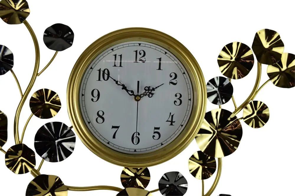 27" Gold Silver And White Metal Silent Analog Floral Novelty Wall Clock HomeRoots