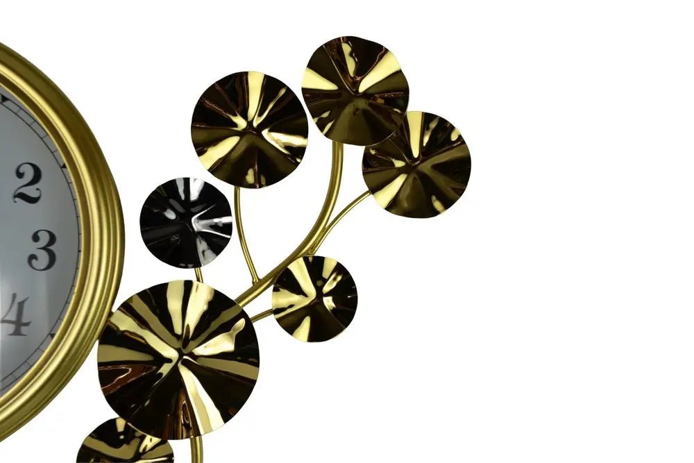 27" Gold Silver And White Metal Silent Analog Floral Novelty Wall Clock HomeRoots