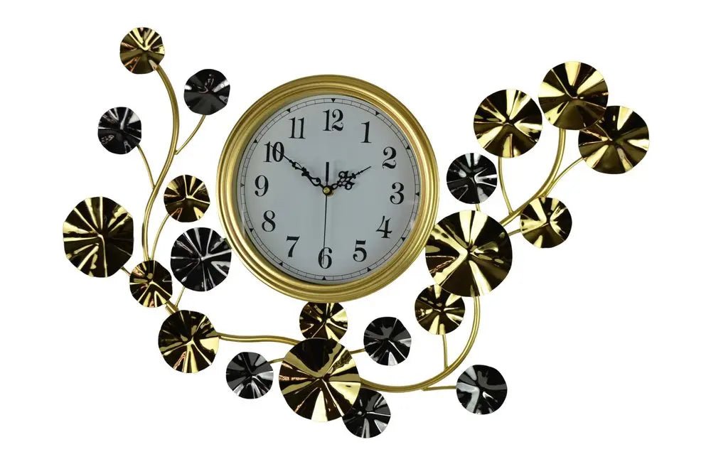 27" Gold Silver And White Metal Silent Analog Floral Novelty Wall Clock HomeRoots