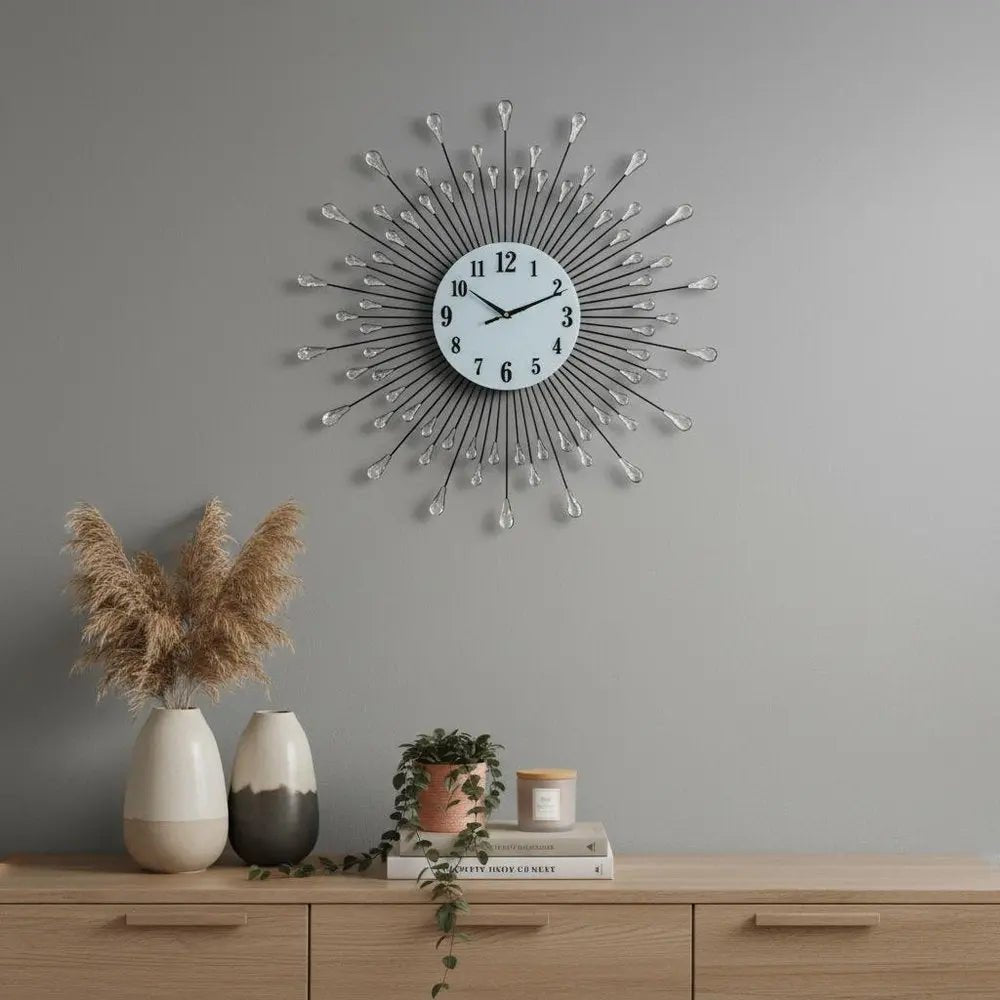 27" Silver And White Metal Silent Analog Round Wall Clock HomeRoots