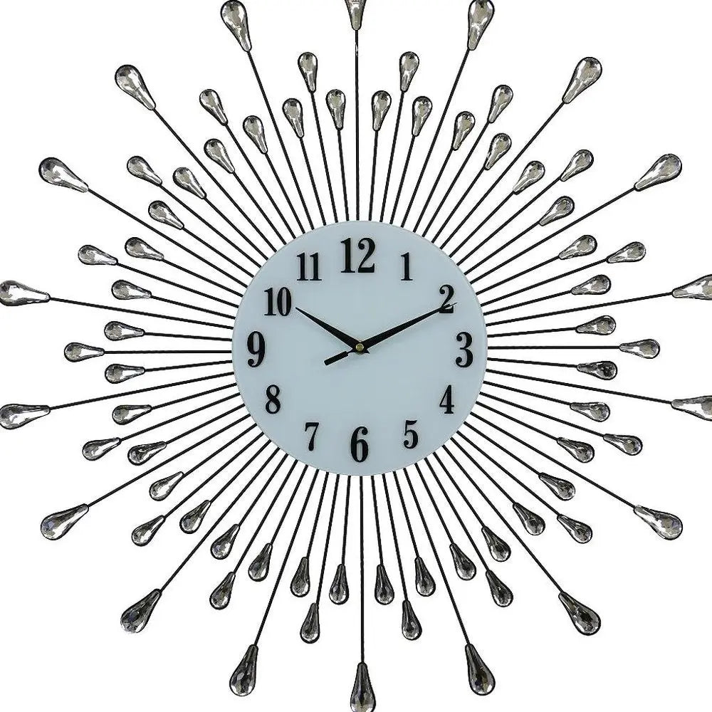 27" Silver And White Metal Silent Analog Round Wall Clock HomeRoots