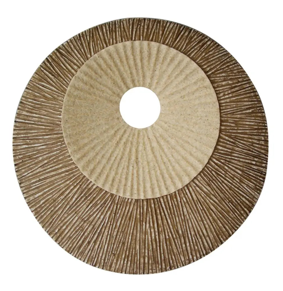 27" X 27"X 3" Brown Round Double Layer Ribbed Wall Plaque - NOBLE HOME INTERIORS
