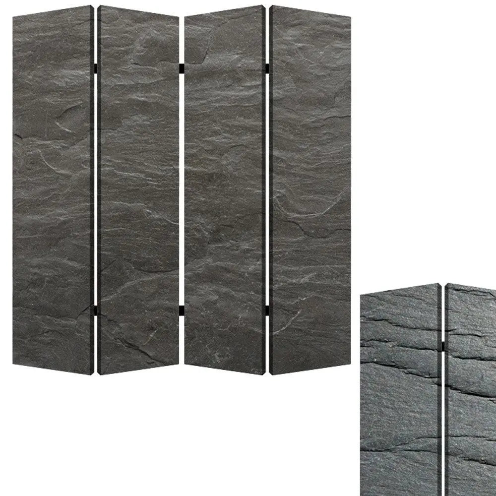 84" X 84" Multi Color Wood Canvas Black Slate  Screen HomeRoots