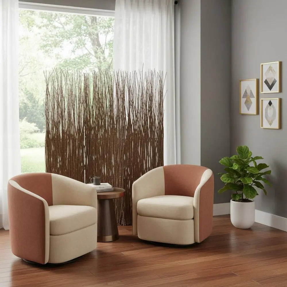 63" X 84" Brown Willow Adirondack  Screen HomeRoots