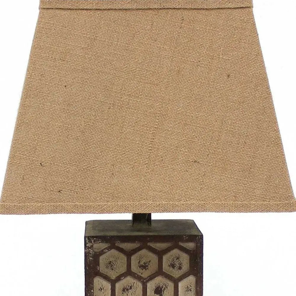 29" Brown Solid Wood Bedside Table Lamp With Brown Shade HomeRoots