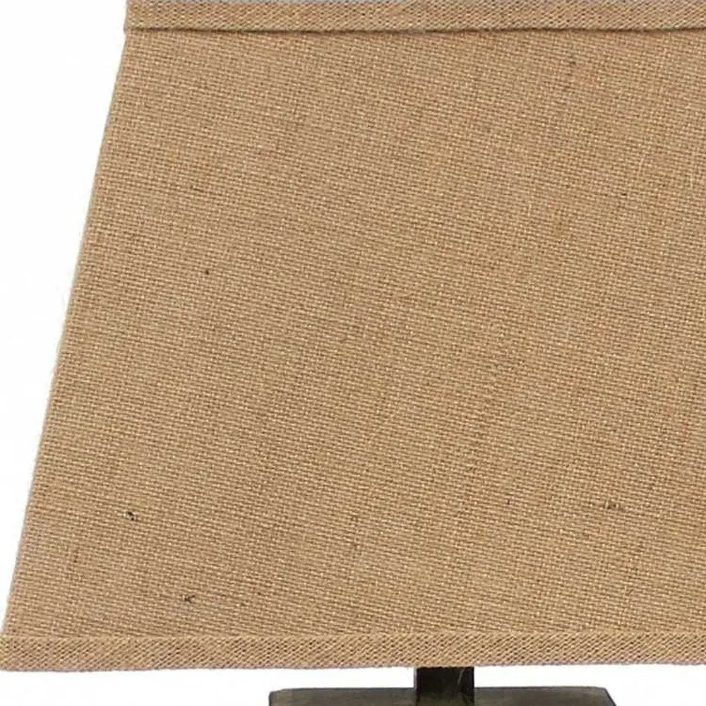 29" Brown Solid Wood Bedside Table Lamp With Brown Shade HomeRoots