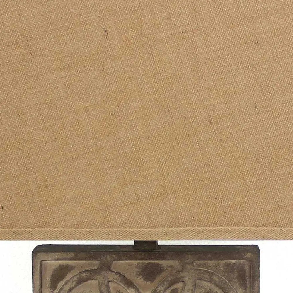 25" Distressed Brown Metal Bedside Lamp With Khaki Shade HomeRoots