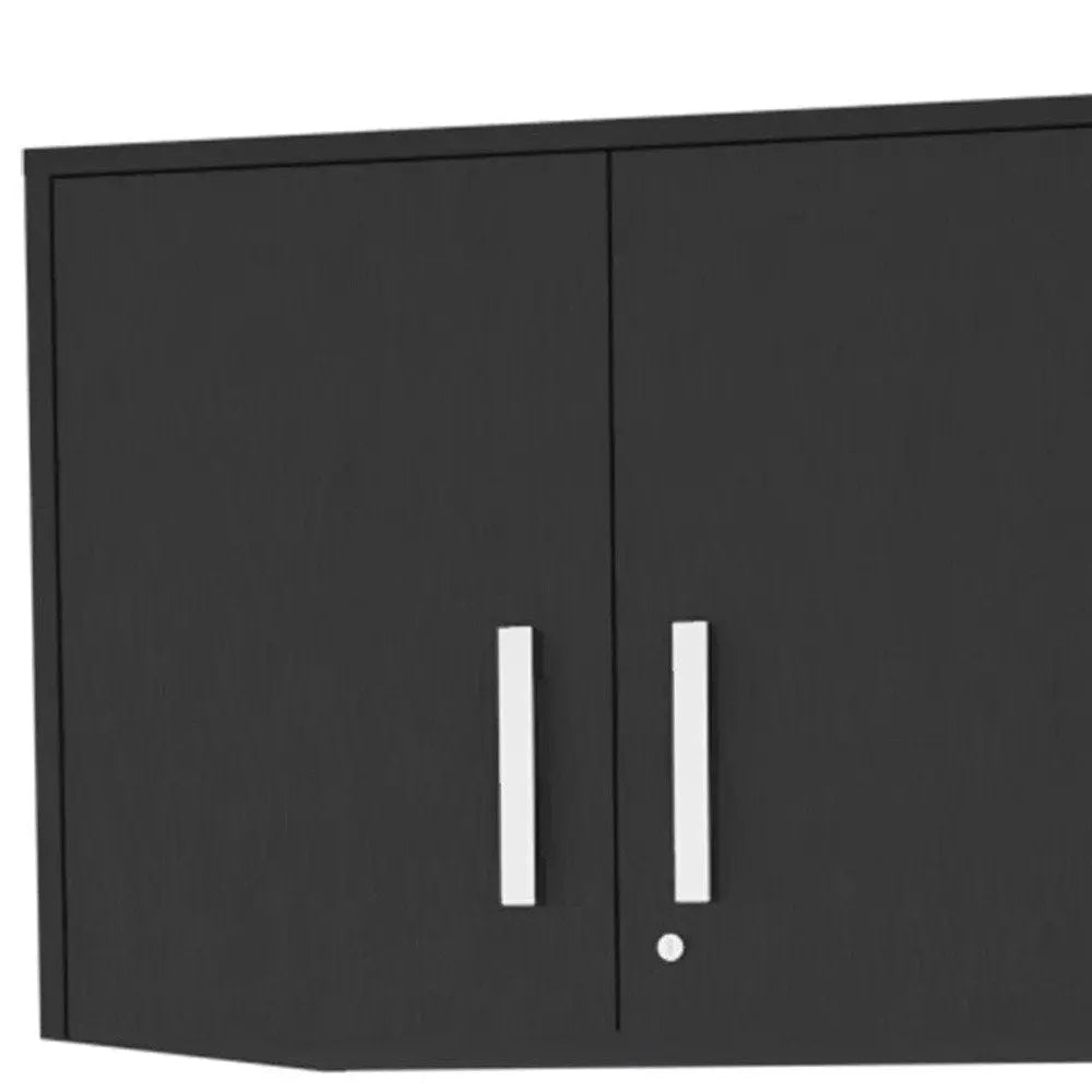 28" Black Wall mounted Accent Cabinet With Six Shelves And Three Drawers - NOVA HOME FURNITURE