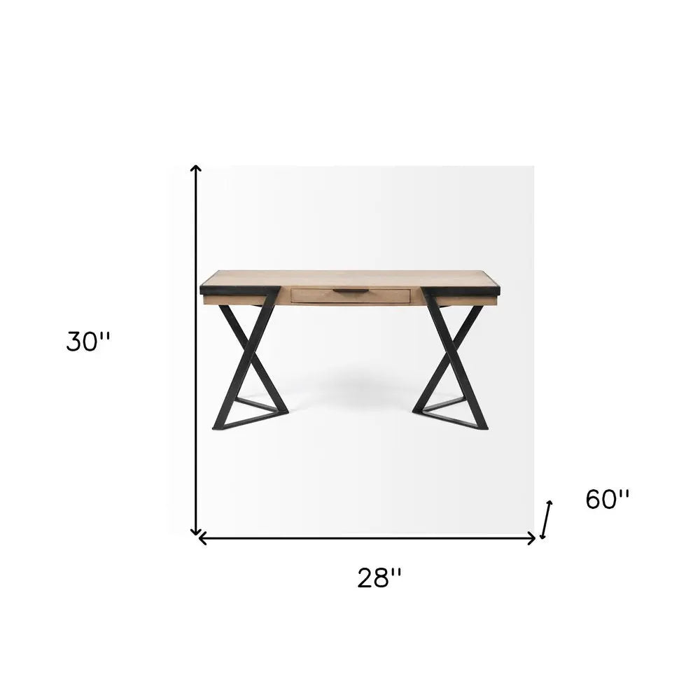 28" Brown and Black Writing Desk - NOBLE HOME INTERIORS