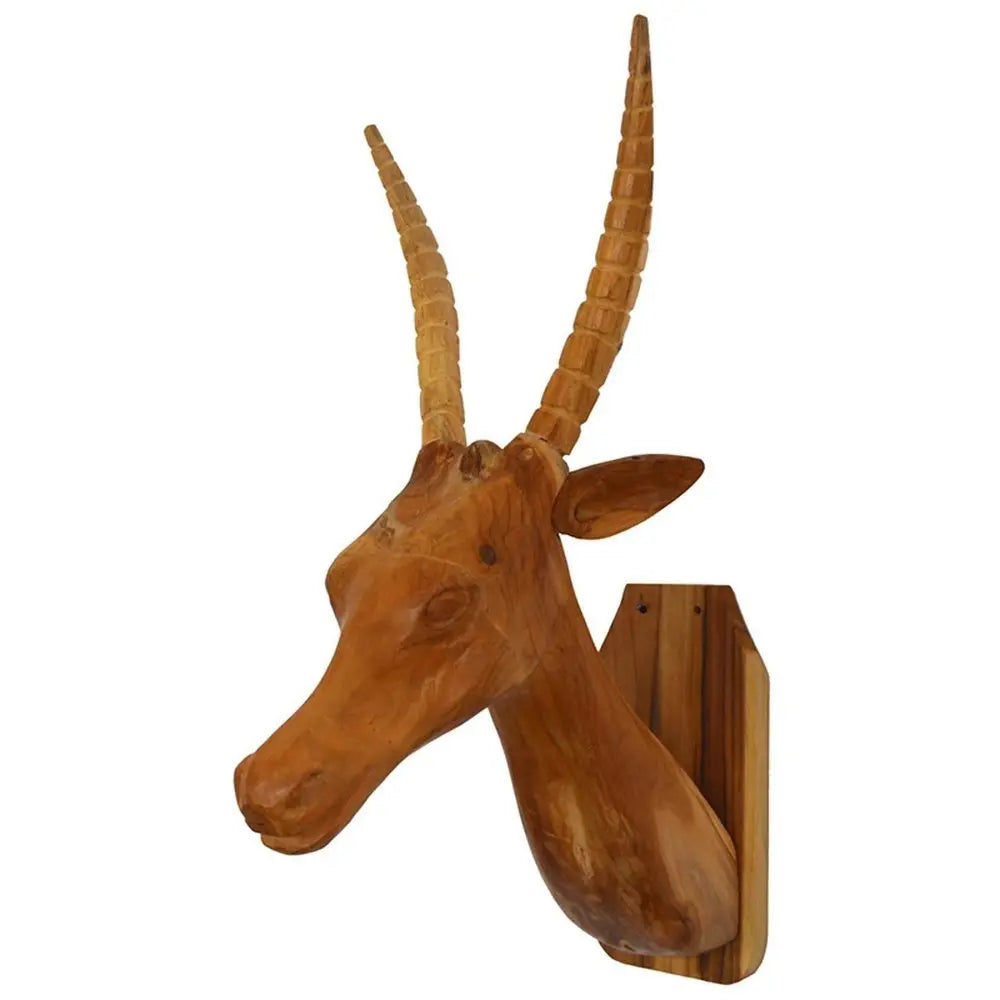 28" Brown Solid Wood Elk Head Hanging Dimensional Sculpture - NOBLE HOME INTERIORS