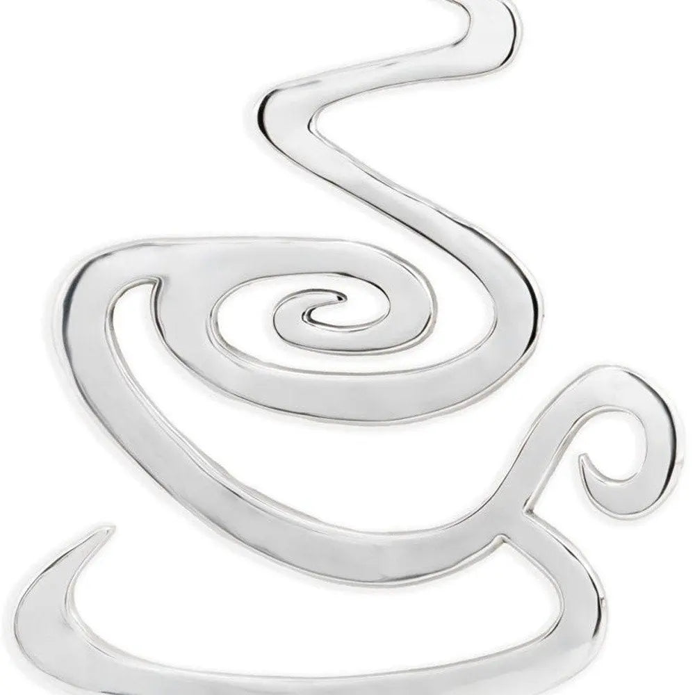 28" Buffed Silver Cast Aluminum Coffee Cup Wall Decor - NOBLE HOME INTERIORS