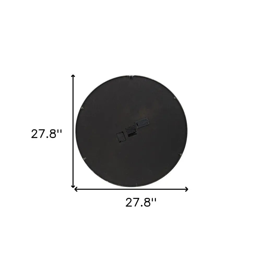 28" Circle Black and Gray Wood and Glass Analog Exposed Gear Wall Clock - NOBLE HOME INTERIORS