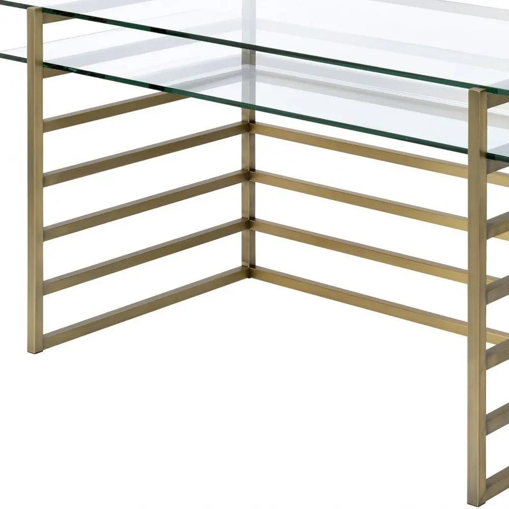 28" Clear and Gold Glass Mirrored - NOBLE HOME INTERIORS