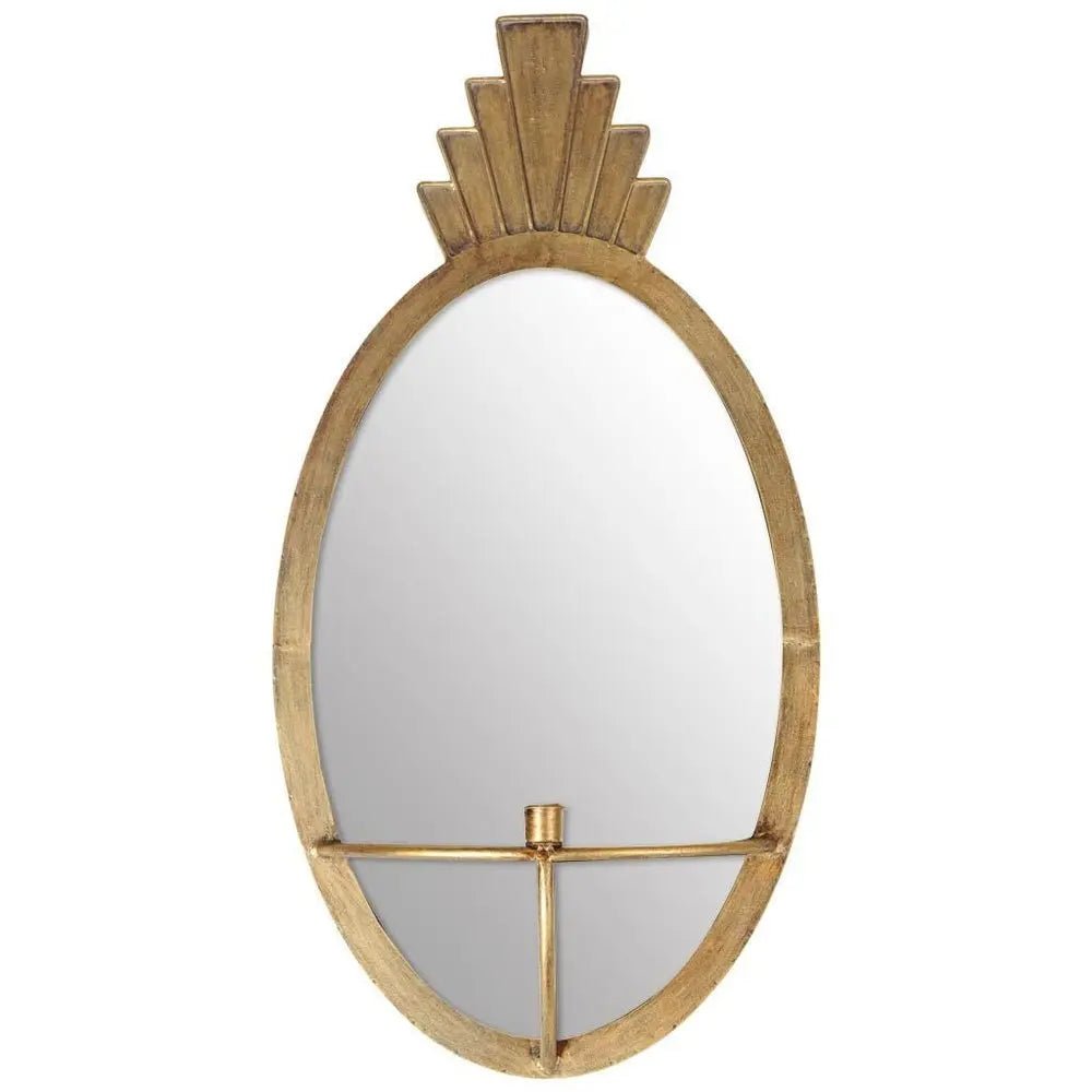 28" Gold Mirrored Metal And Glass Wall Sconce Candle Holder HomeRoots