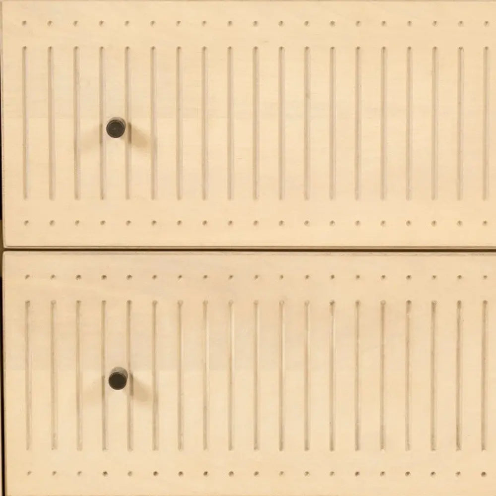 28" Natural Solid Wood Distressed Carved Geometric Two Drawer Nightstand - NOBLE HOME INTERIORS