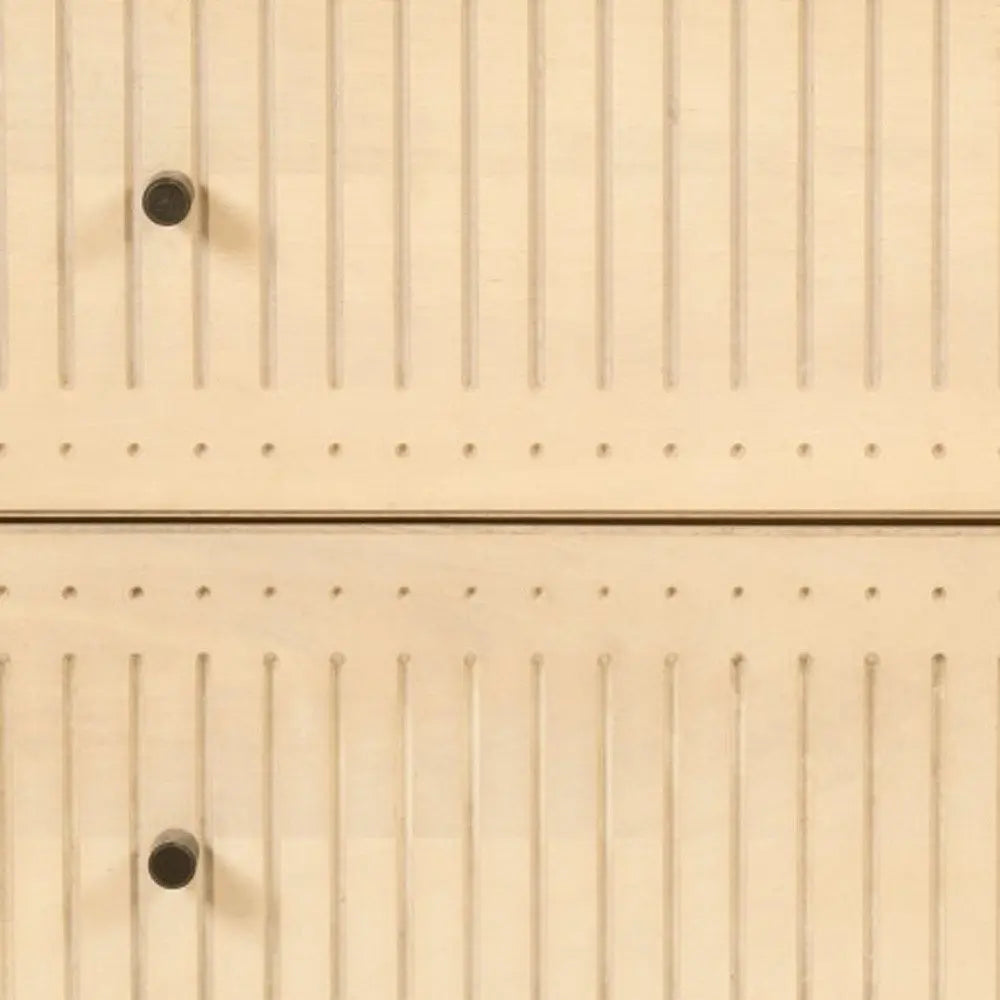 28" Natural Solid Wood Distressed Carved Geometric Two Drawer Nightstand - NOBLE HOME INTERIORS