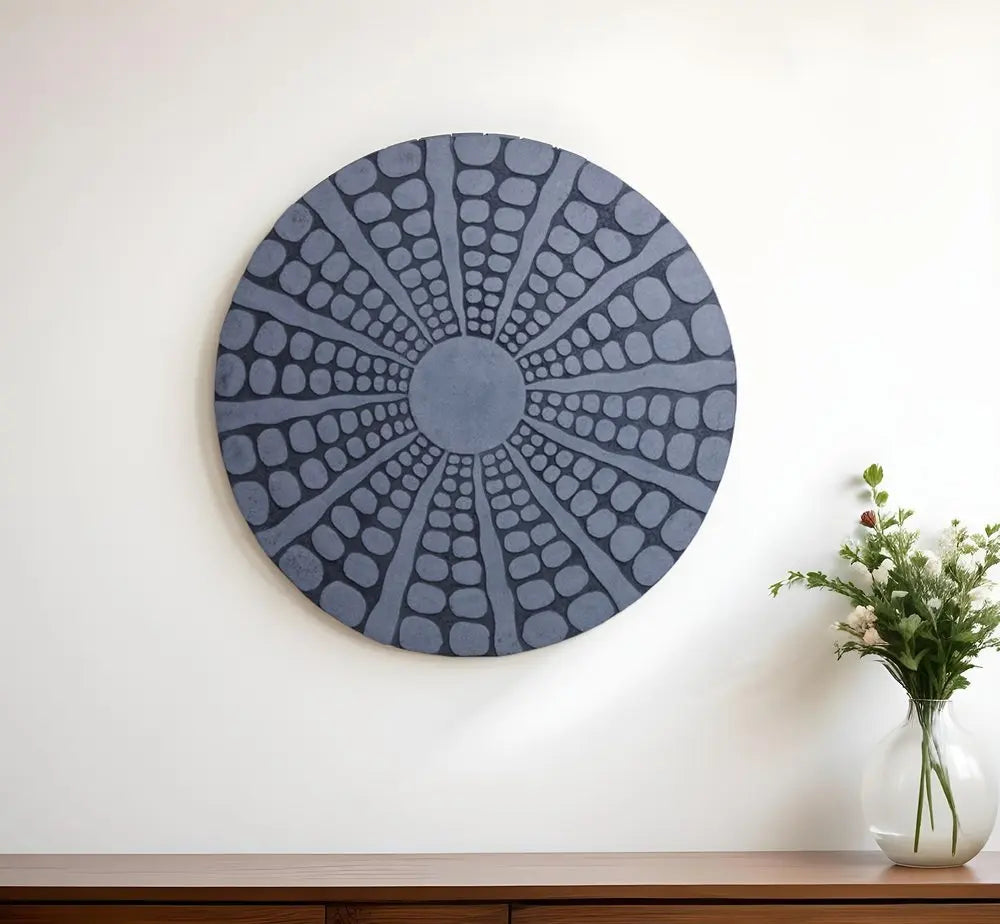 28" X 28" Gray Sandstone Round Wall Decor - NOBLE HOME INTERIORS