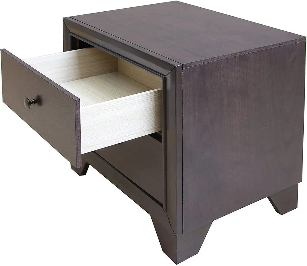 22" Espresso Two Drawers Solid Wood Nightstand HomeRoots