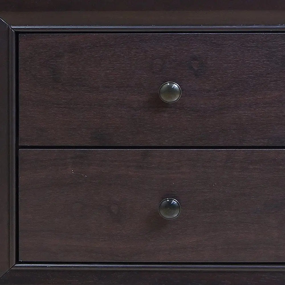 22" Espresso Two Drawers Solid Wood Nightstand HomeRoots