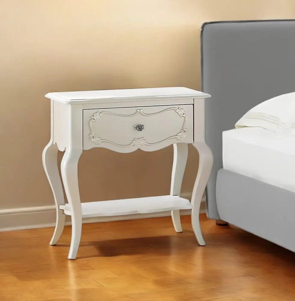 26" Solid Wood And Mirrored Glass Nightstand HomeRoots