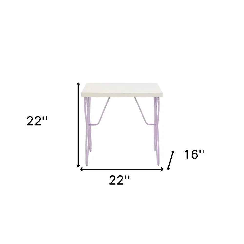 22" Lilac Steel and Wood Nightstand HomeRoots