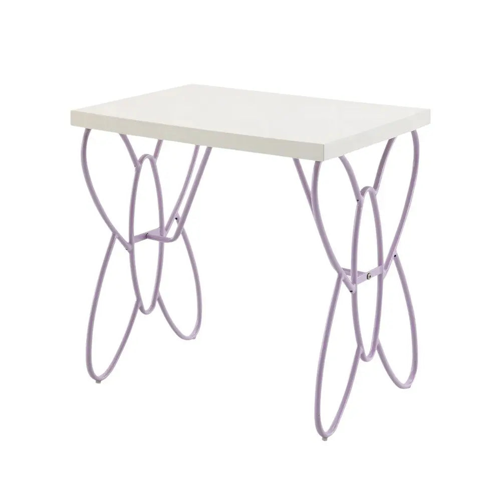 22" Lilac Steel and Wood Nightstand HomeRoots