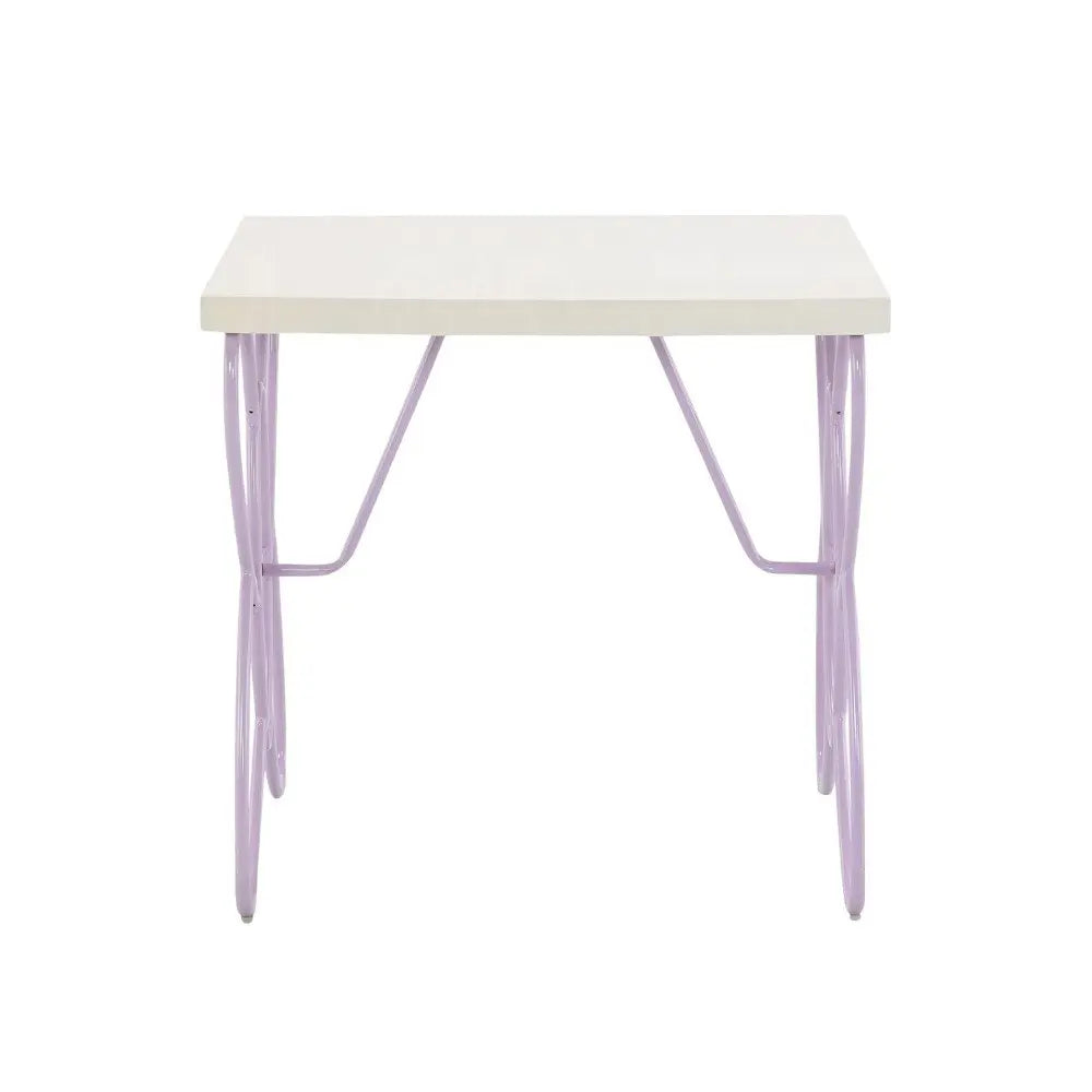22" Lilac Steel and Wood Nightstand HomeRoots