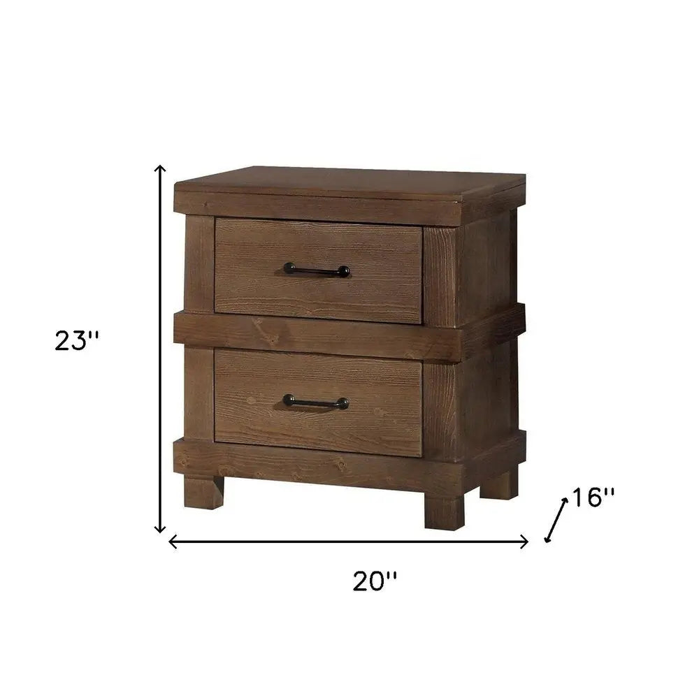 23" Brown Two Drawers Metal Nightstand HomeRoots