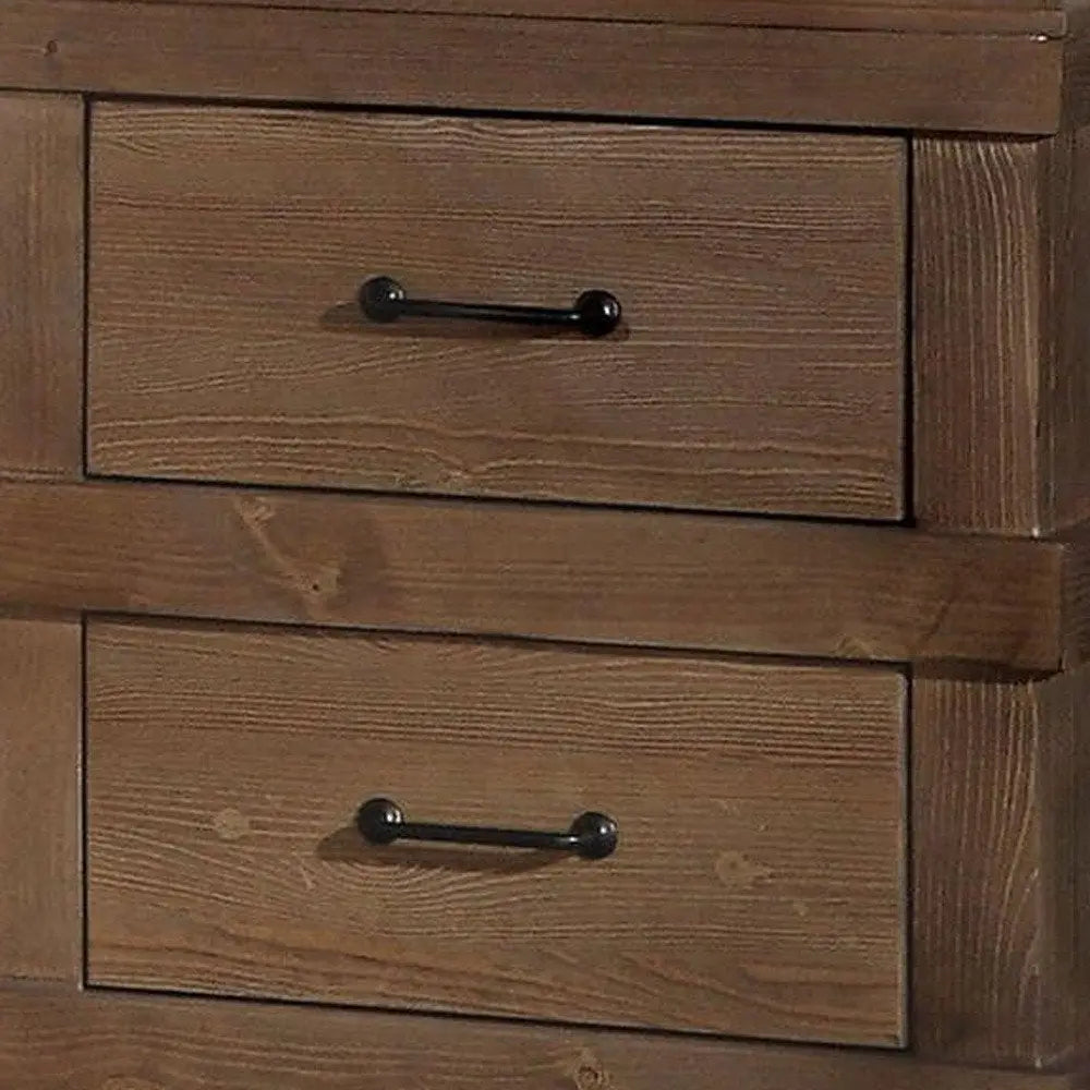 23" Brown Two Drawers Metal Nightstand HomeRoots