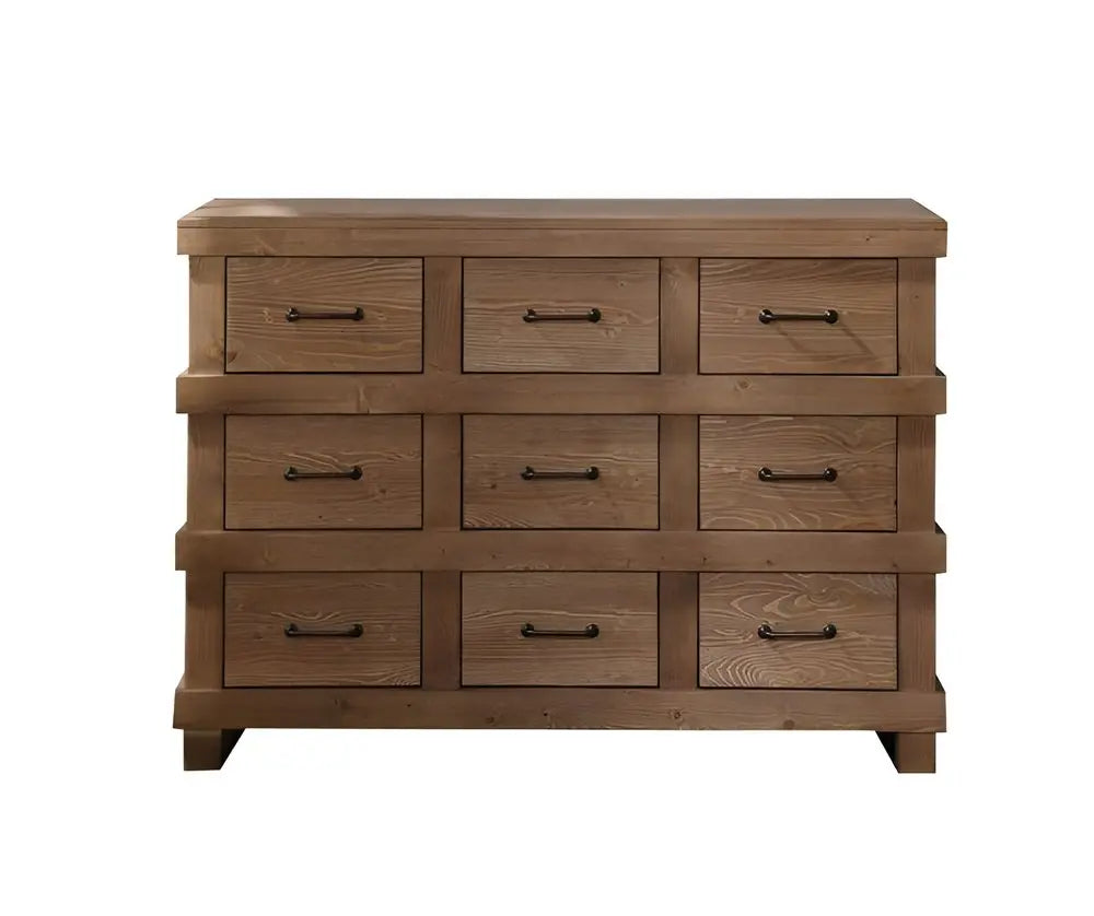 44" Brown Solid Wood Nine Drawer Triple Dresser HomeRoots