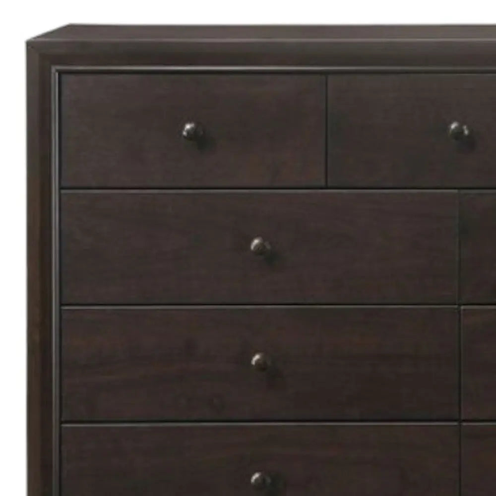 57" Espresso Solid and Manufactured Wood Nine Drawer Double Dresser HomeRoots