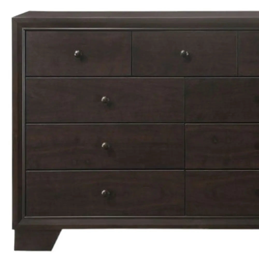 57" Espresso Solid and Manufactured Wood Nine Drawer Double Dresser HomeRoots