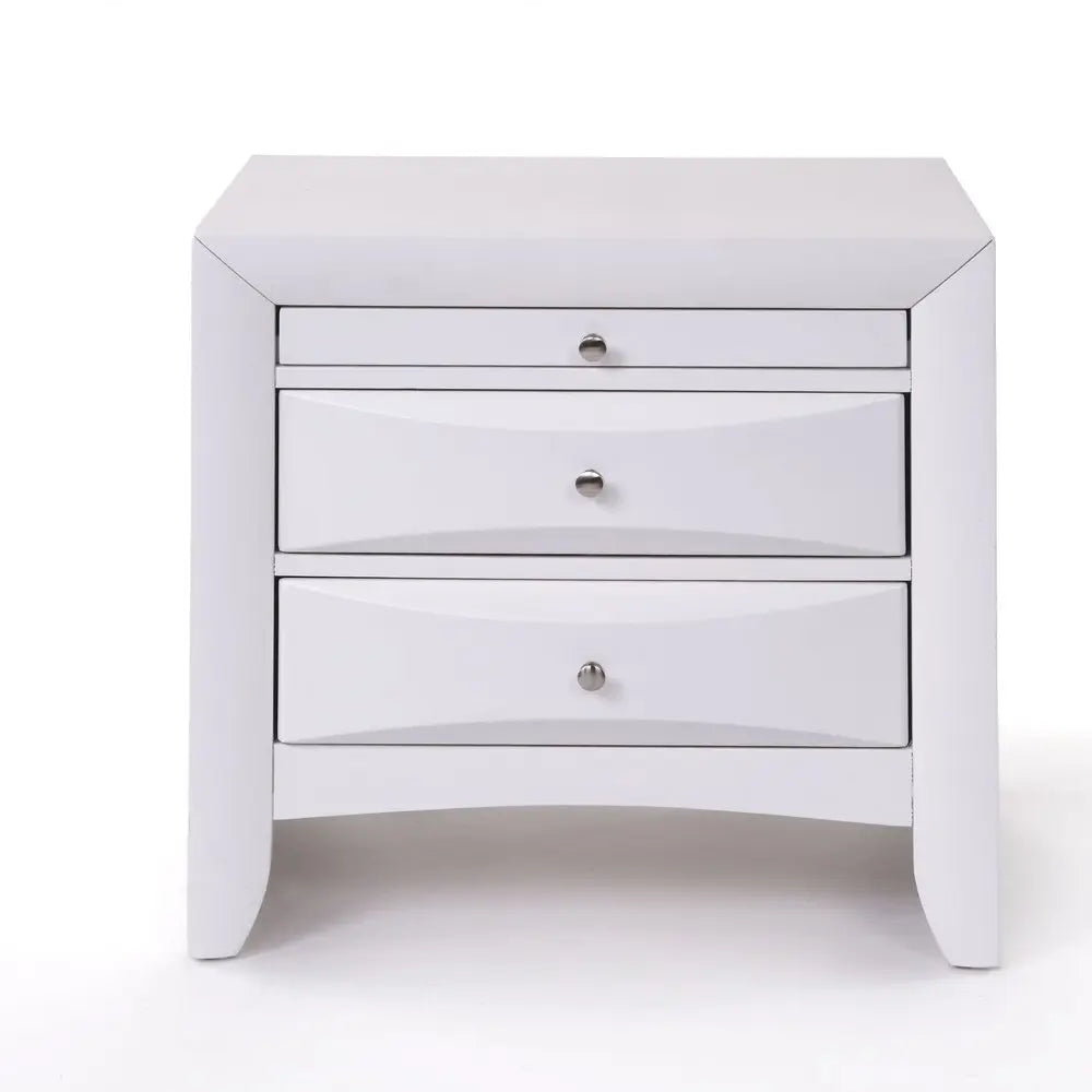 Elegant White 3 Drawer Nightstand HomeRoots