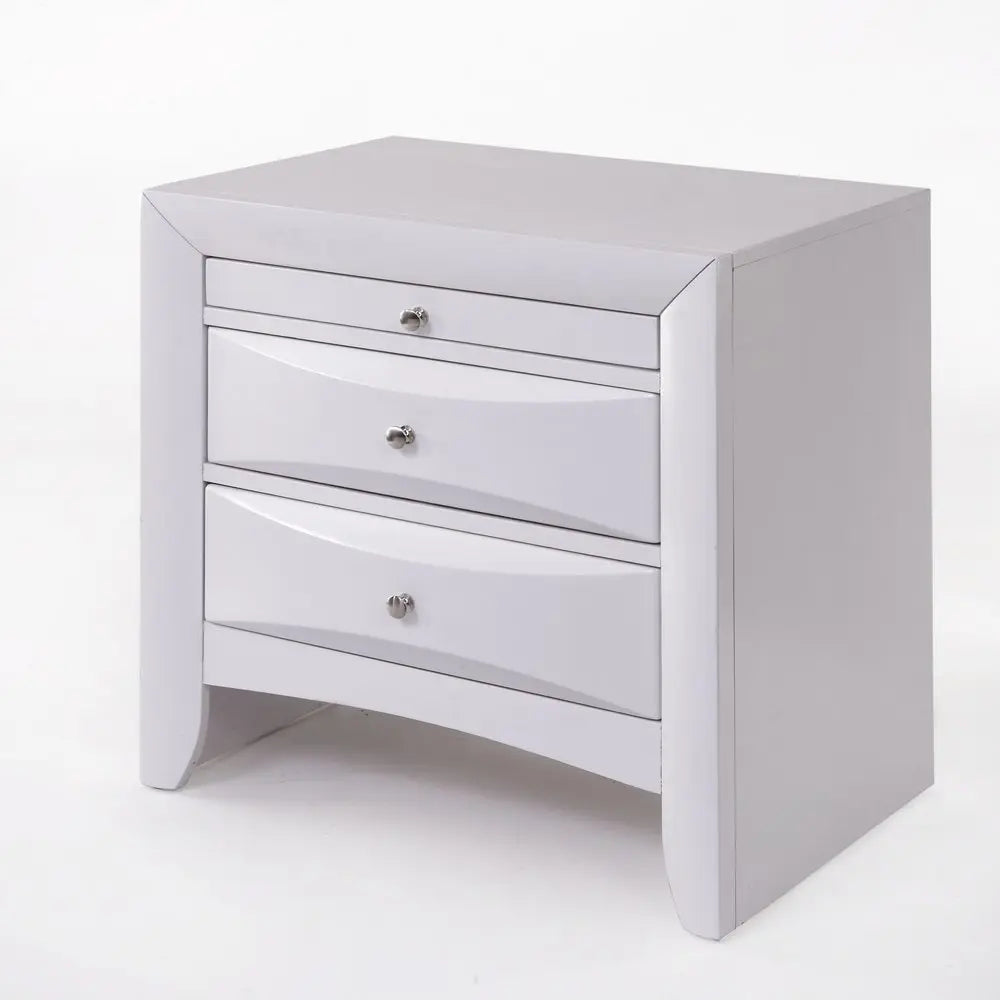 Elegant White 3 Drawer Nightstand HomeRoots