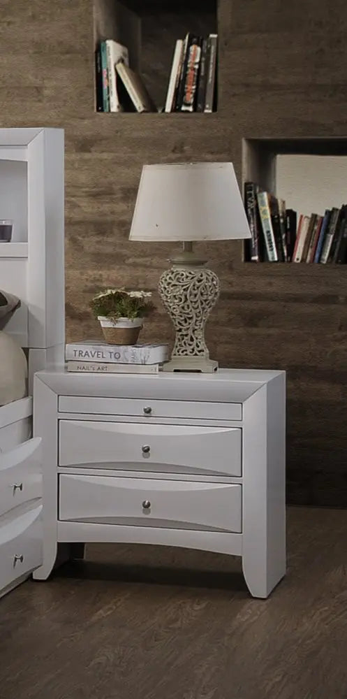 Elegant White 3 Drawer Nightstand HomeRoots