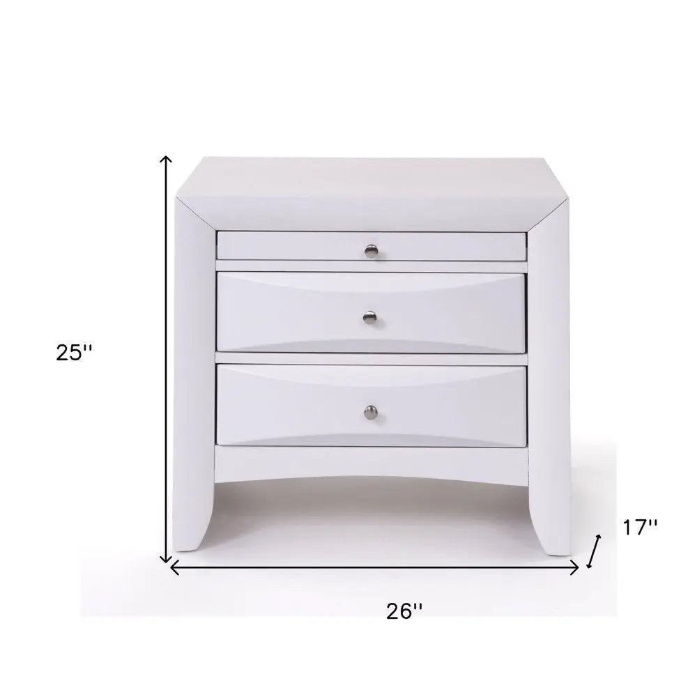 Elegant White 3 Drawer Nightstand HomeRoots