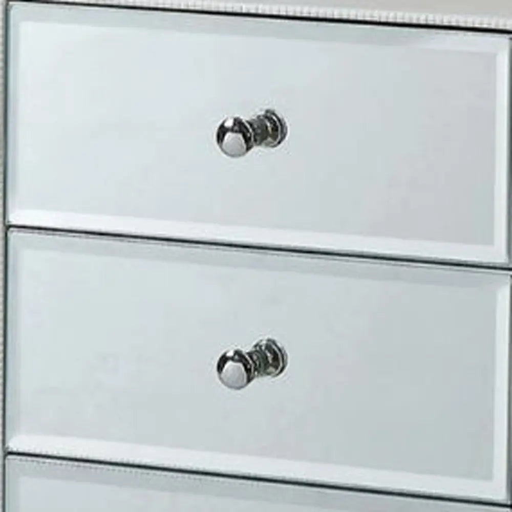 38" White Six Drawer Wood and Mirrored Glass Jewelry Armoire HomeRoots