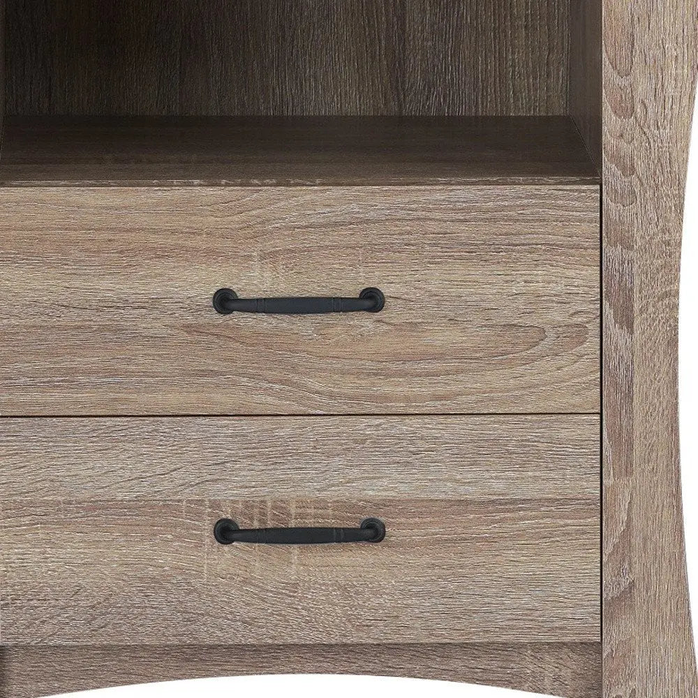 24" Brown Two Drawers Nightstand HomeRoots