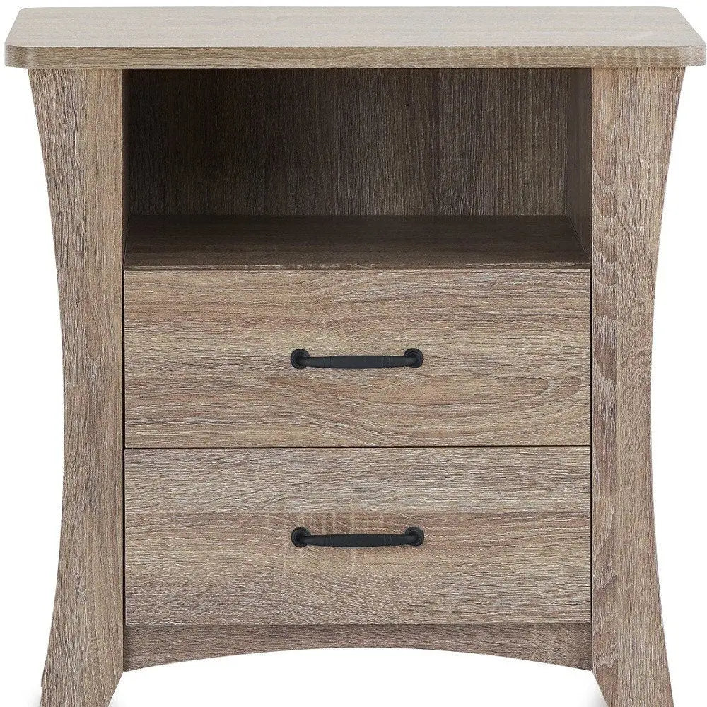 24" Brown Two Drawers Nightstand HomeRoots