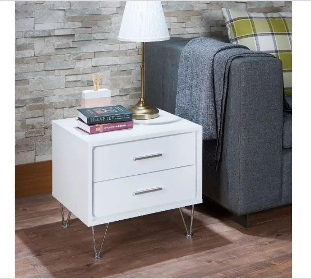 20" White Nightstand With Manufactured Wood Top HomeRoots