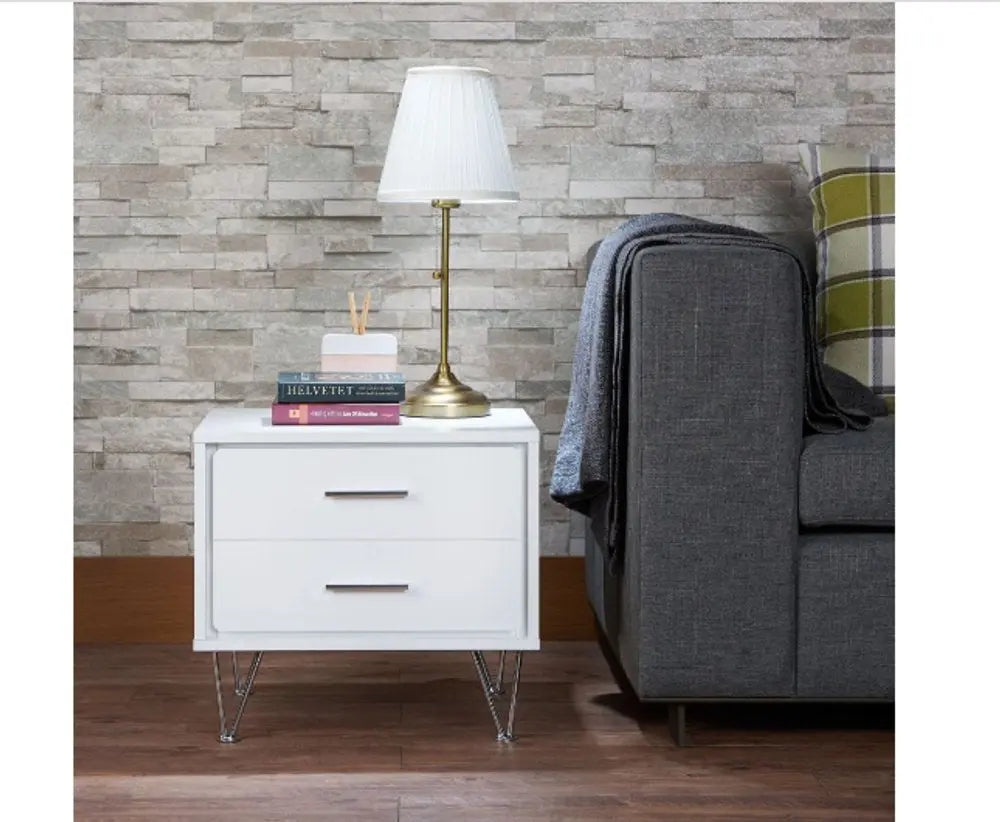 20" White Nightstand With Manufactured Wood Top HomeRoots