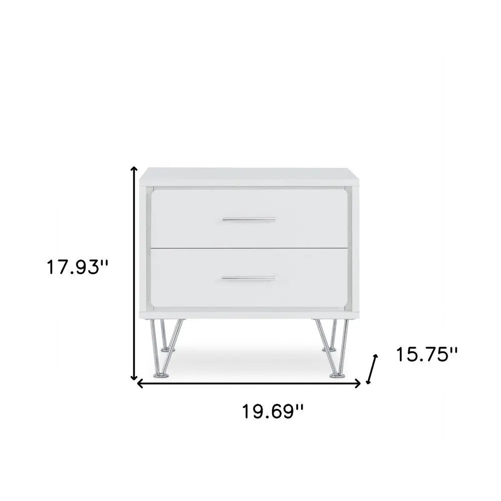 20" White Nightstand With Manufactured Wood Top HomeRoots