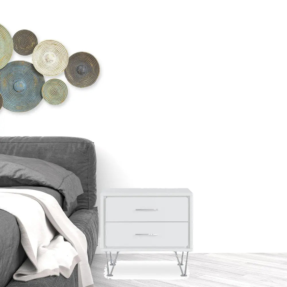 20" White Nightstand With Manufactured Wood Top HomeRoots