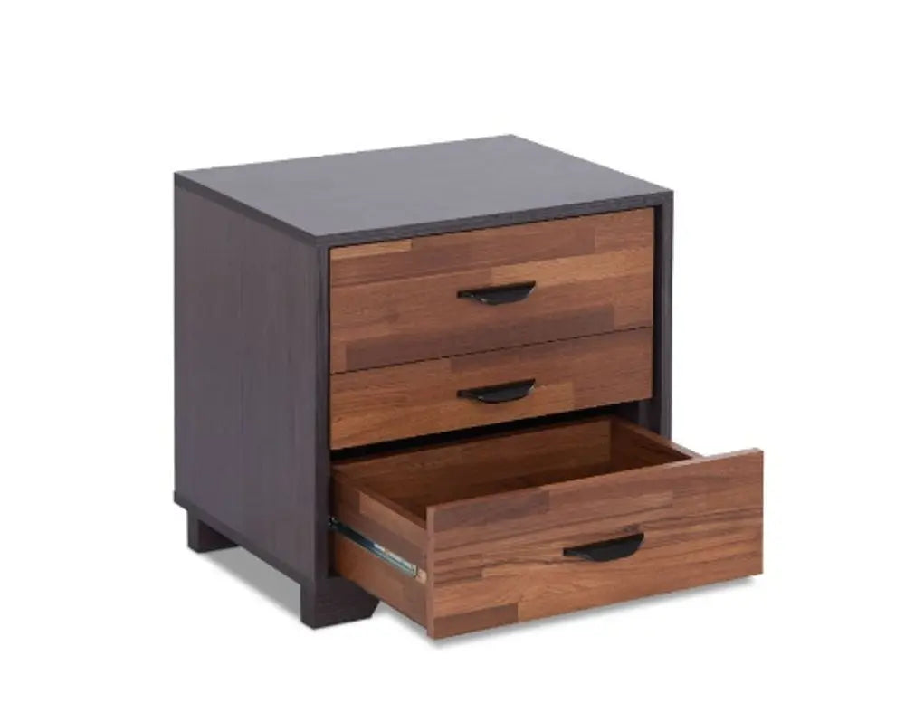 19" Espresso And Walnut Brown Three Drawer Wood Nightstand HomeRoots