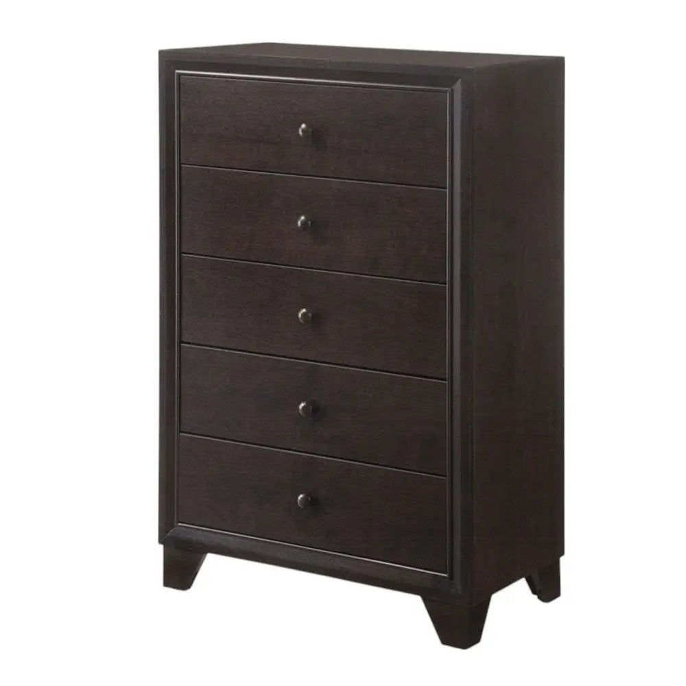 31" Espresso Solid Wood Five Drawer Dresser HomeRoots