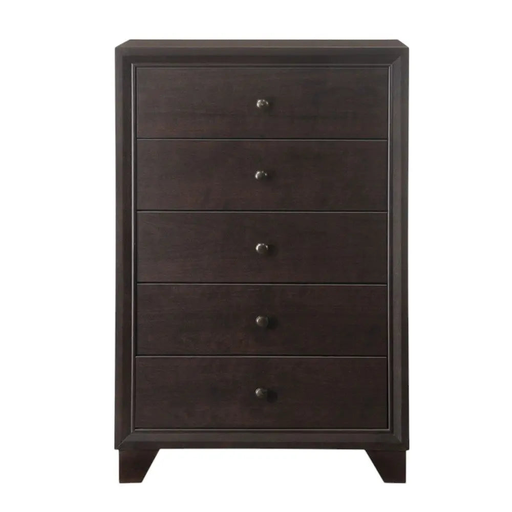 31" Espresso Solid Wood Five Drawer Dresser HomeRoots