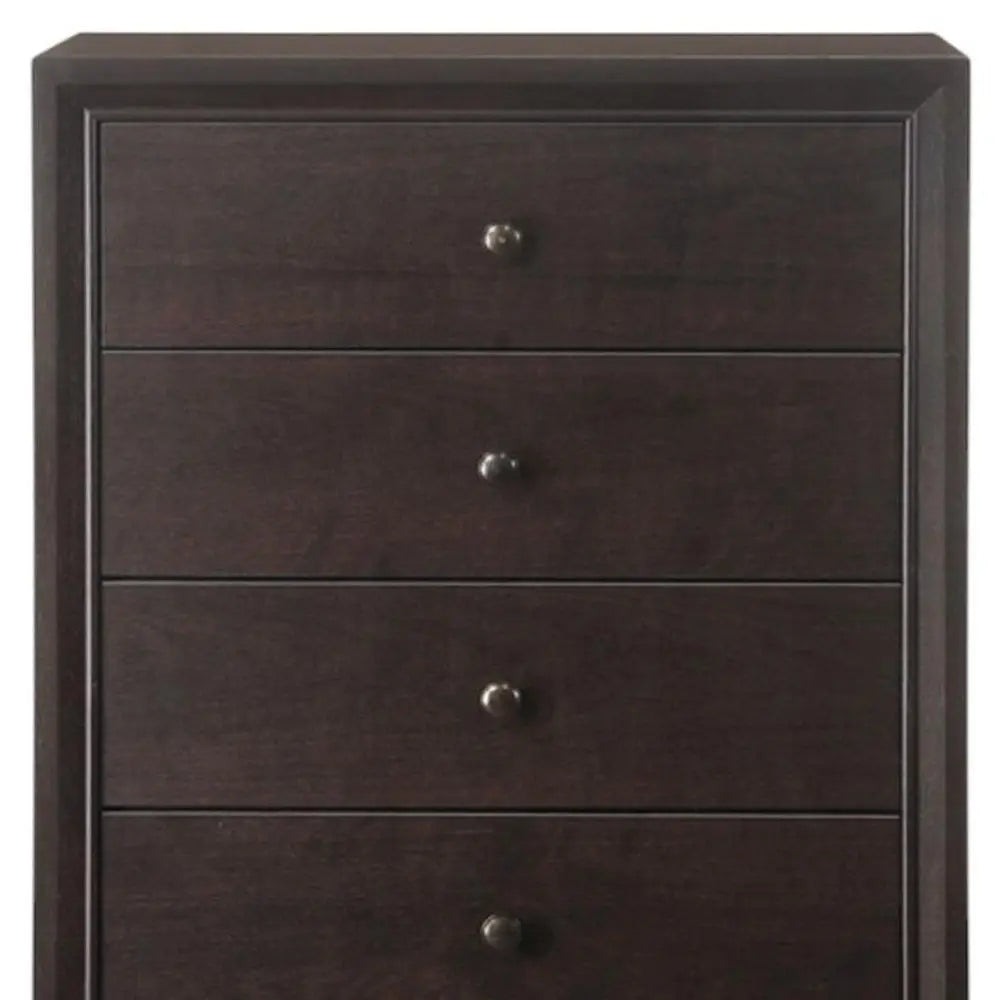 31" Espresso Solid Wood Five Drawer Dresser HomeRoots