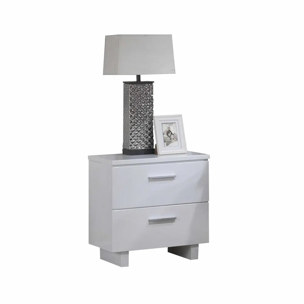 23" White Two Drawers Mirrored Nightstand HomeRoots