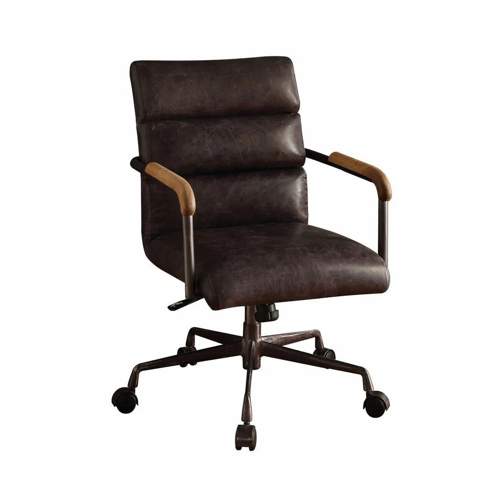Black Adjustable Swivel Faux Leather Rolling Office Chair HomeRoots
