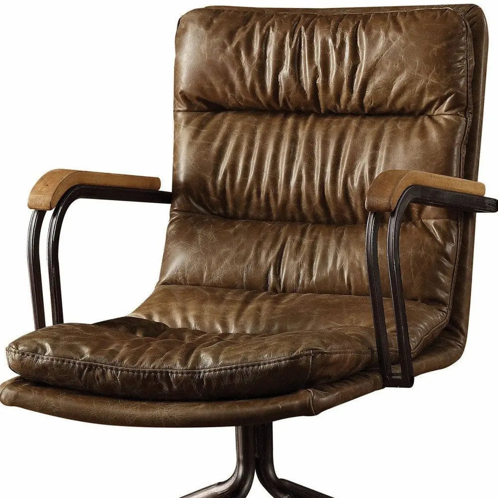 Coffee and Dark Brown Swivel Leather Rolling Executive Office Chair HomeRoots